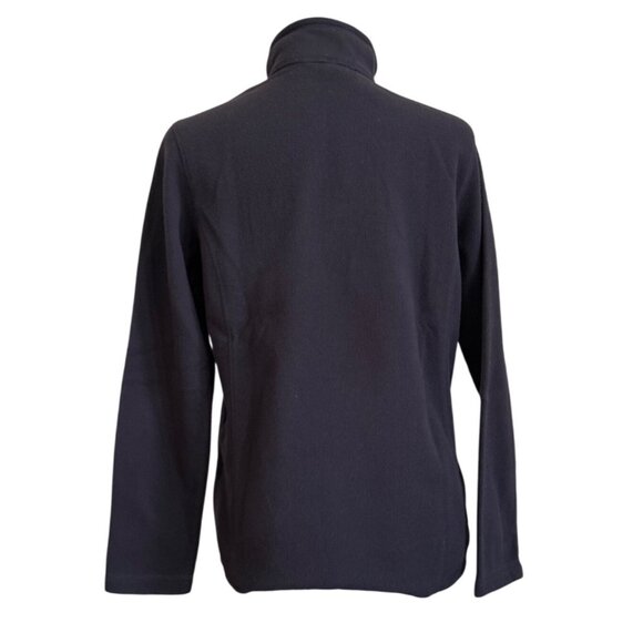 Lands End Womens Dark Navy 1/4 Zip Fleece Pullover Jacket M Winter Warm - Picture 2 of 6